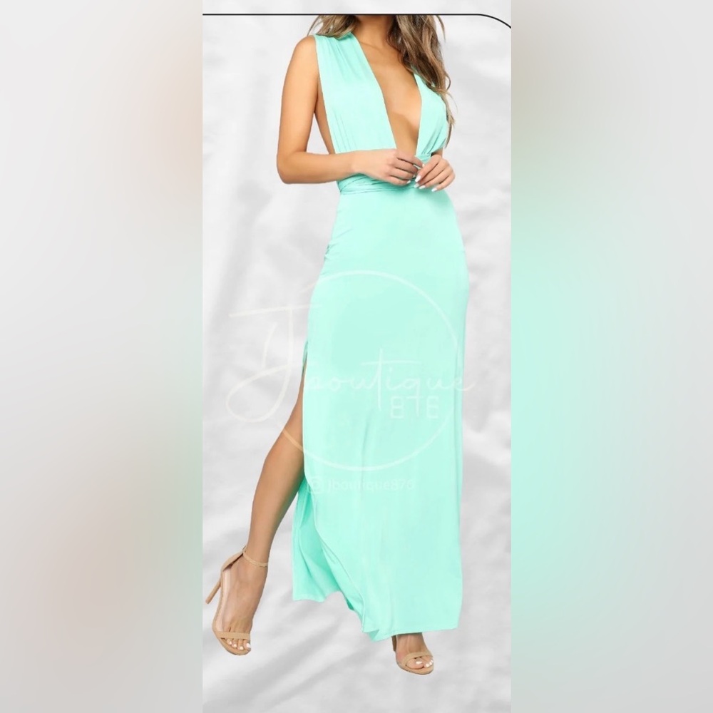 Fashion Nova Mint Green Maxi Dress